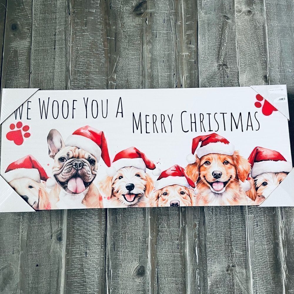 Christmas Dogs Canvas Wall Hanging Art Decor
